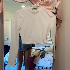 White Cropped Body Con top